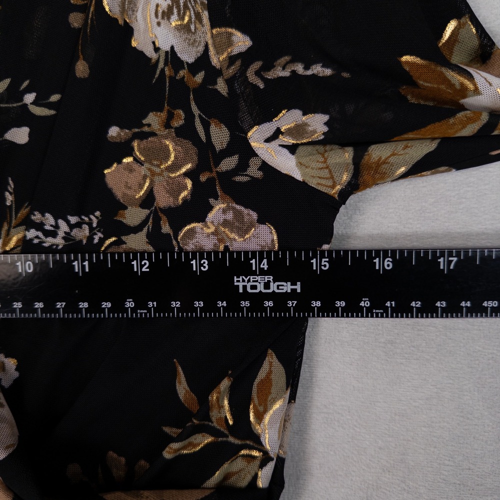 Rabbit Rabbit Rabbit Designs Dress 4 Black Taupe Metallic Floral Mesh Feminine - Picture 5 of 9